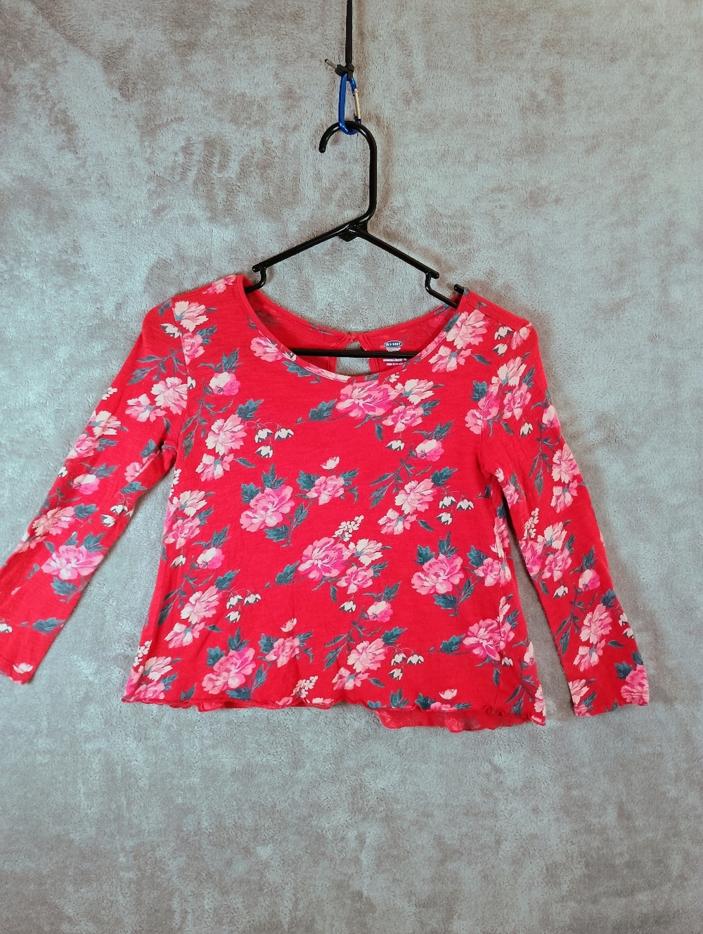 Old Navy Red Floral Long Sleeve Tee Women's Medium Like New